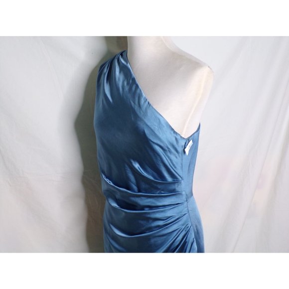 ELLIATT Cassini One-Shoulder Satin Dress Blue X-Large 10 NEW - Picture 10 of 12